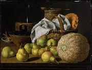 Luis Egidio Melendez Still Life with Melon and Pears oil painting reproduction